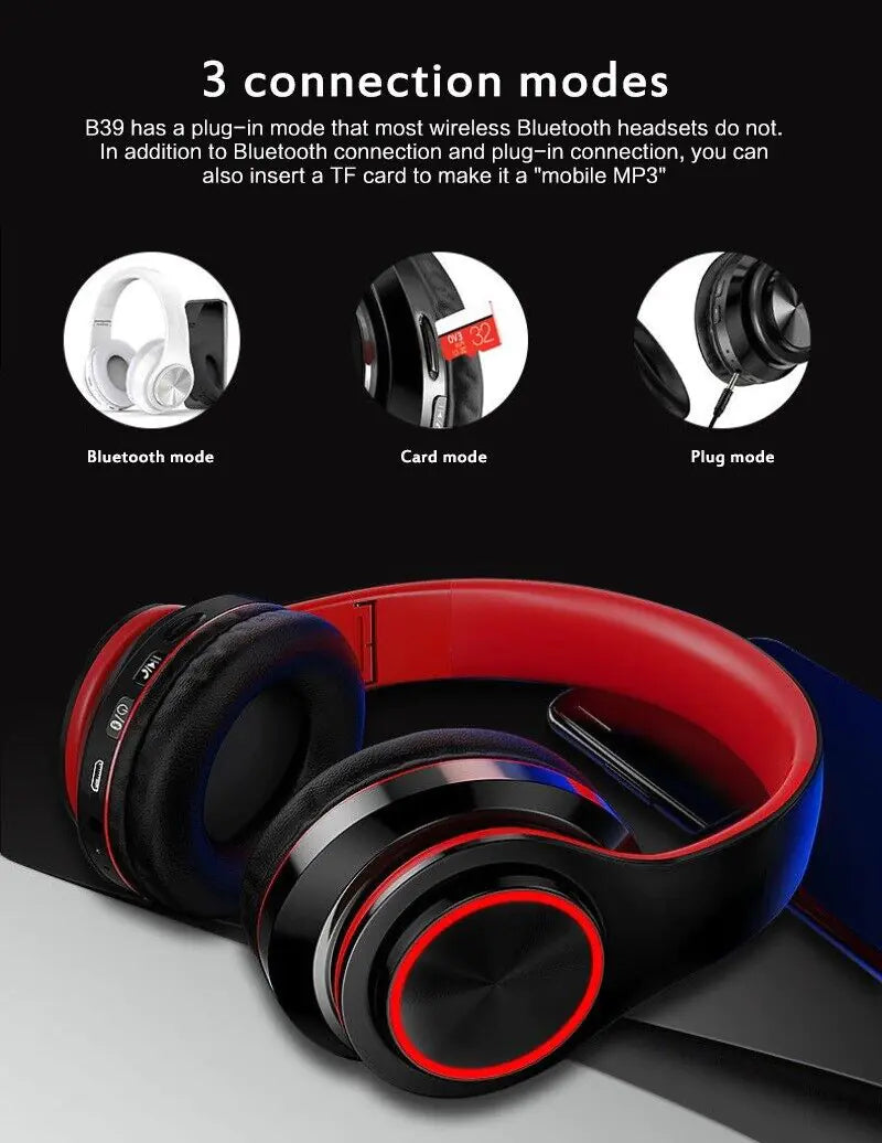 Wireless Bluetooth Headphones Foldable Stereo Earphones Headsets Mic