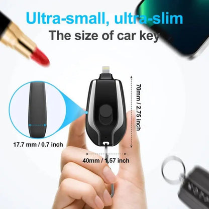 1500mAh Iphone Portable Charger Keychain Charger With Type-C